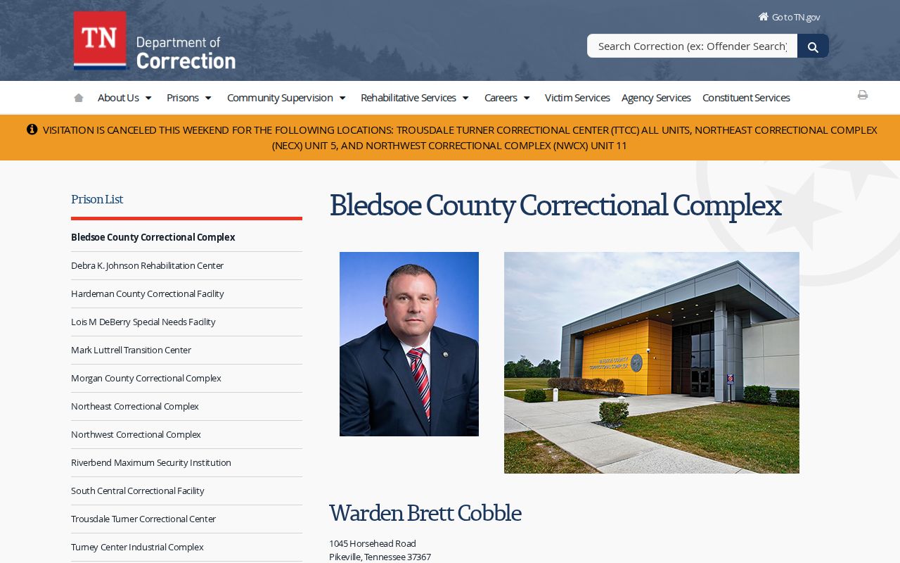 Bledsoe County Correctional Complex distinguished from Bledsoe County arrest booking
