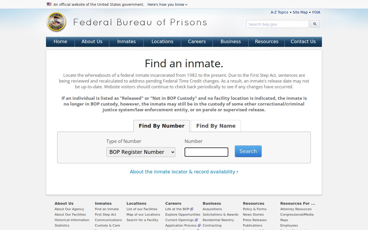 Federal inmate locator distinguished from Bledsoe County arrest records