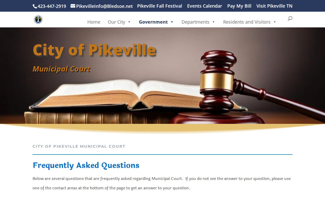 Official Pikeville Municipal Court schedule for Pikeville criminal records access