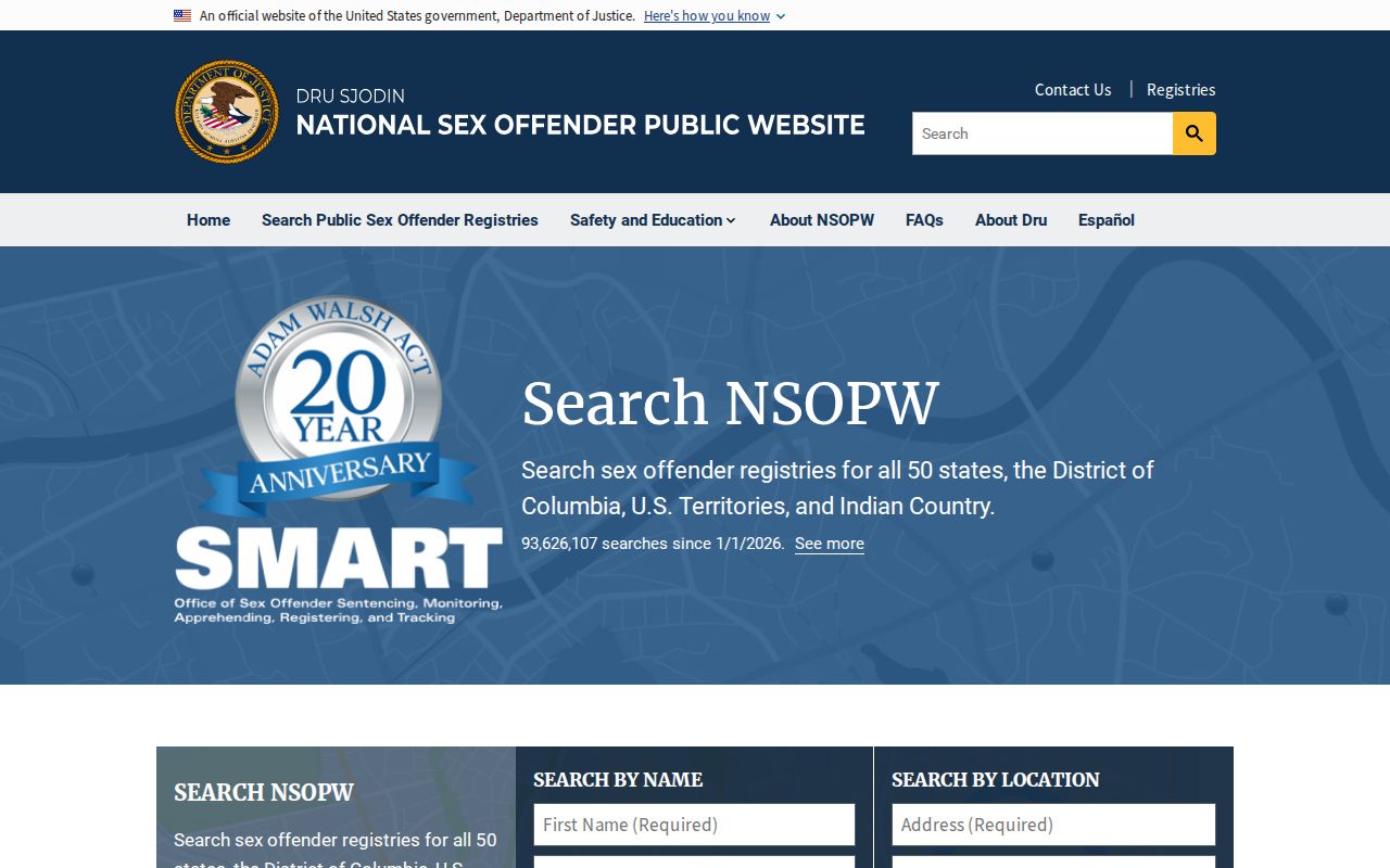 NSOPW national search used with Bledsoe County sex offender registry records